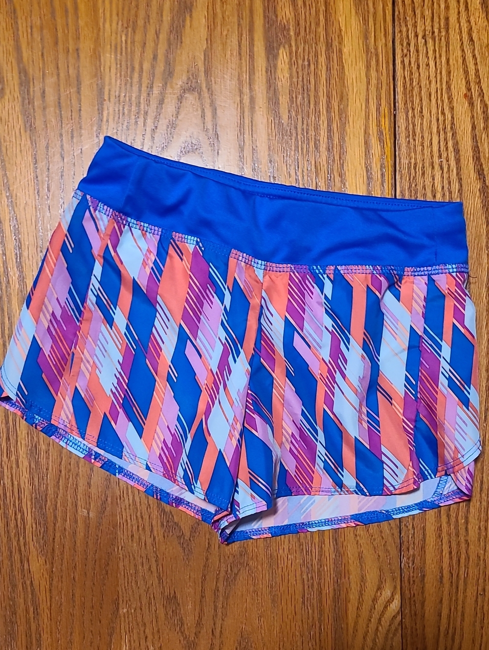 Athletic Works Blue, Pink & Orange Geo Print Shorts - Girl's XS